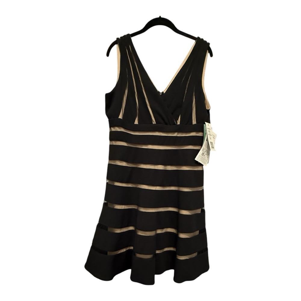 Black and tan midi dress